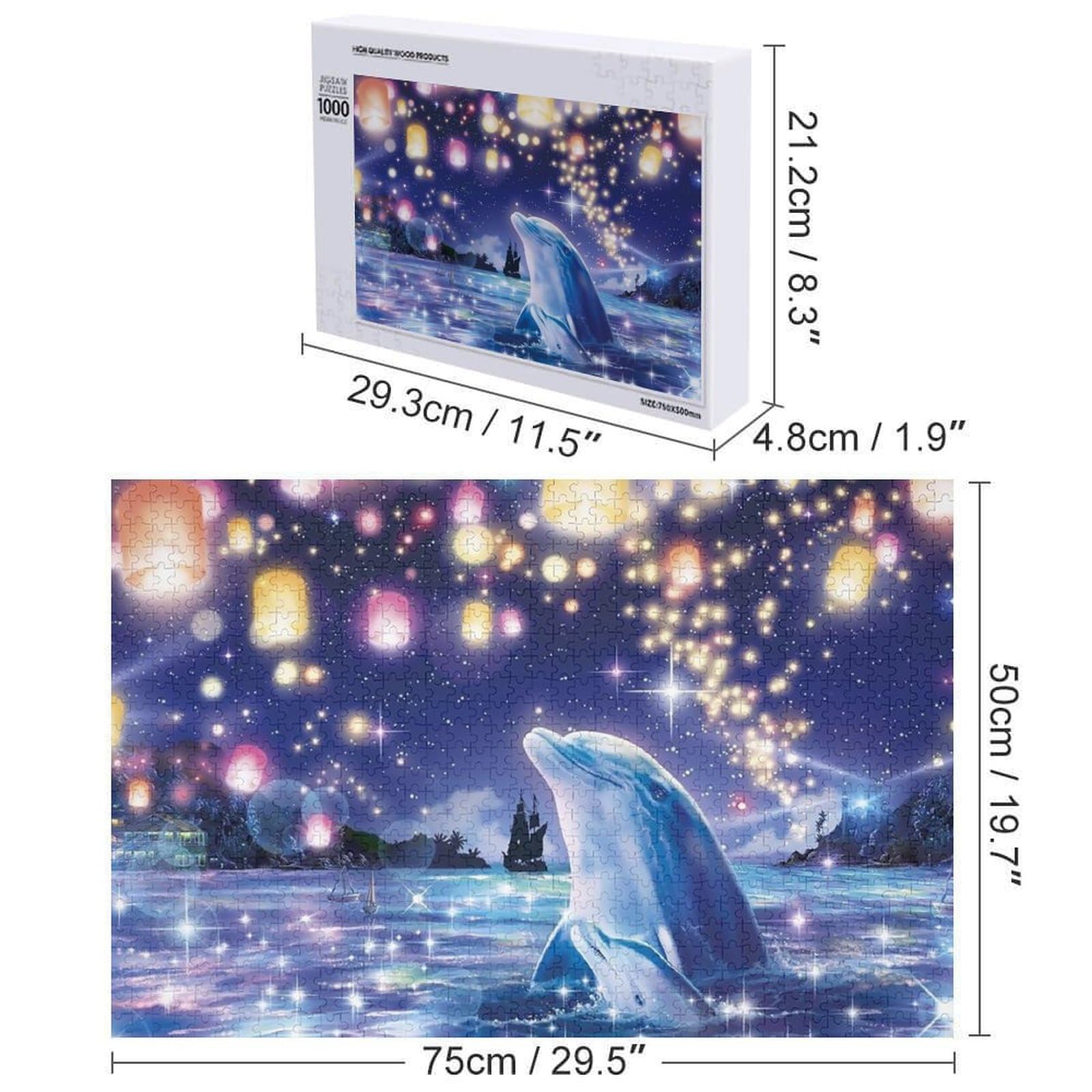 Amazon.co.jp: ジグソーパズル イルカ 星空 海 天灯 パズル 1000