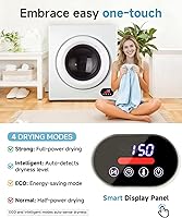 Vista 4 de Secadora de ropa portátil de 3.5 pies cúbicos - Secadora de ropa de 1500 W con tambor de acero inoxidable, carga frontal, panel táctil LCD - Unidad
