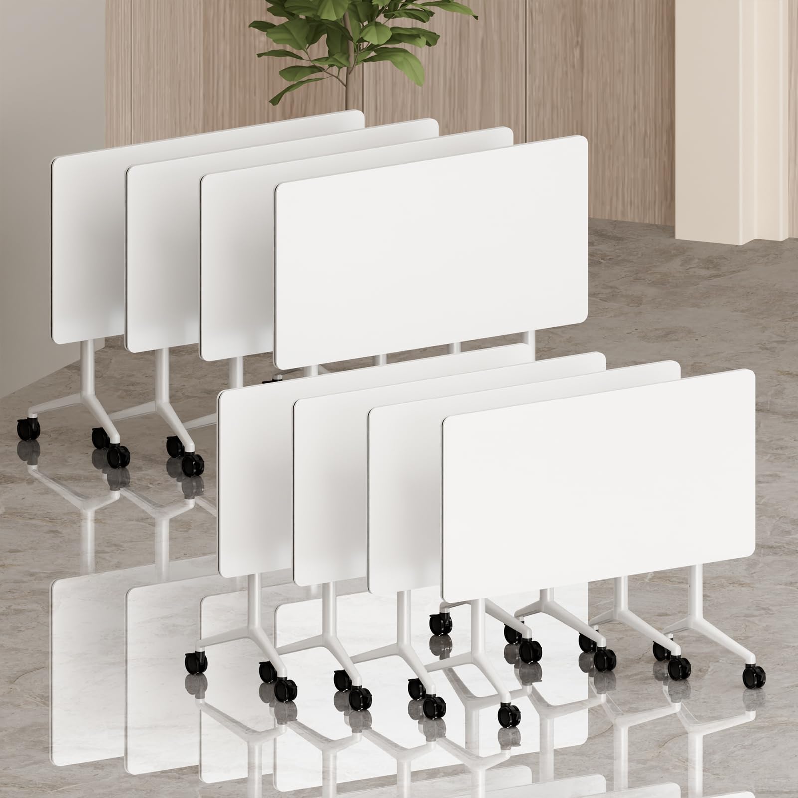 CUAOCEZ Conference Table Folding Conference Room Tables Office Table Flip Top Mobile Meeting Training Tables with Wheels Seminar
