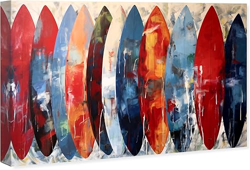Miniatura 2 de Wynwood Studio Sports and Teams - Lienzo decorativo contemporáneo envuelto, escaparate de tablas de surf, arte de pared para sala de estar,