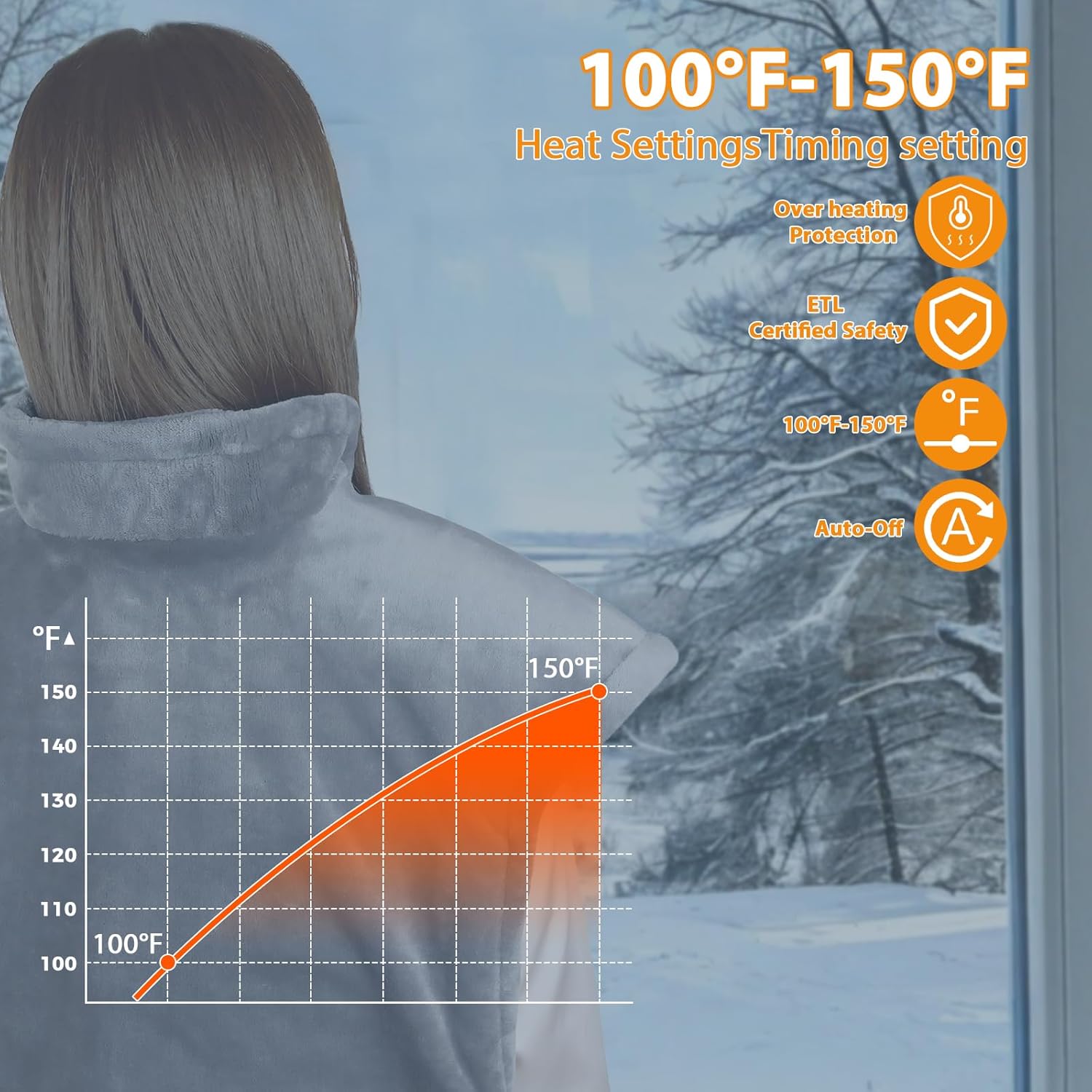 Heating Pad for Neck and Shoulders and Back, Heating Pad for Back Pain Relief, 9 Heat Settings Neck Heating Pad, Auto Shut-Off, 23'' × 37'' Shoulder Heating Pad Birthday Valentines Day for Women Men - Image 5