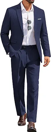 COOFANDY Men Suits Classic Fit 2 Piece Suit Set