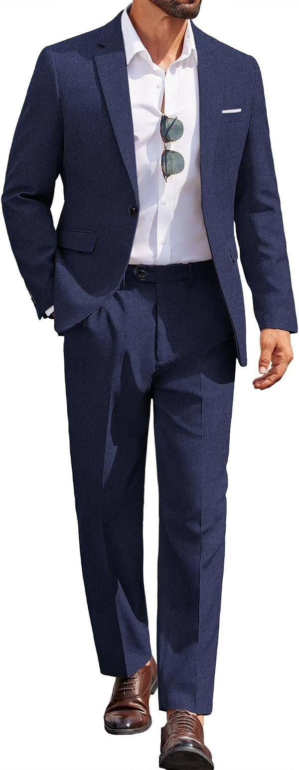 Traje para hombre COOFANDY de ajuste clásico, conjunto de 2 piezas, blazer casual de un botón para boda o negocios, separados, estándar global reciclado ISCC PLUS