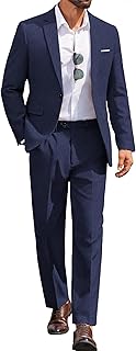 COOFANDY Men Suits Classic Fit 2 Piece Suit Set One Button Casual Blazer Wedding Bussiness Suit Separates