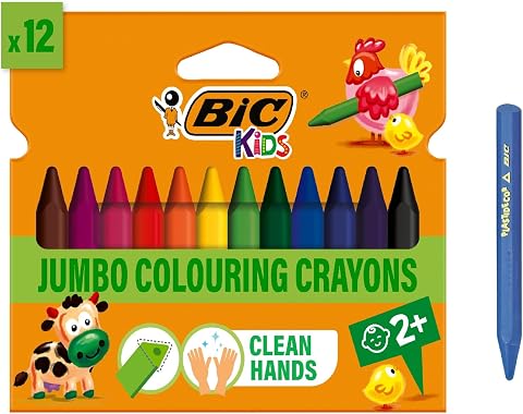 BIC Elleri Kirletmeyen Üçgen Pastel Boya, 12'Li Kutu