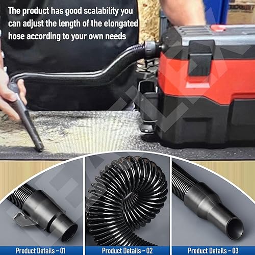 Miniatura 3 de 14-37-0105 Manguera de vacío para aspiradora Milwaukee M18 Packout 0970-20 0880-20, compatible con manguera de aspiradora de 18 V y 2.5 galones en