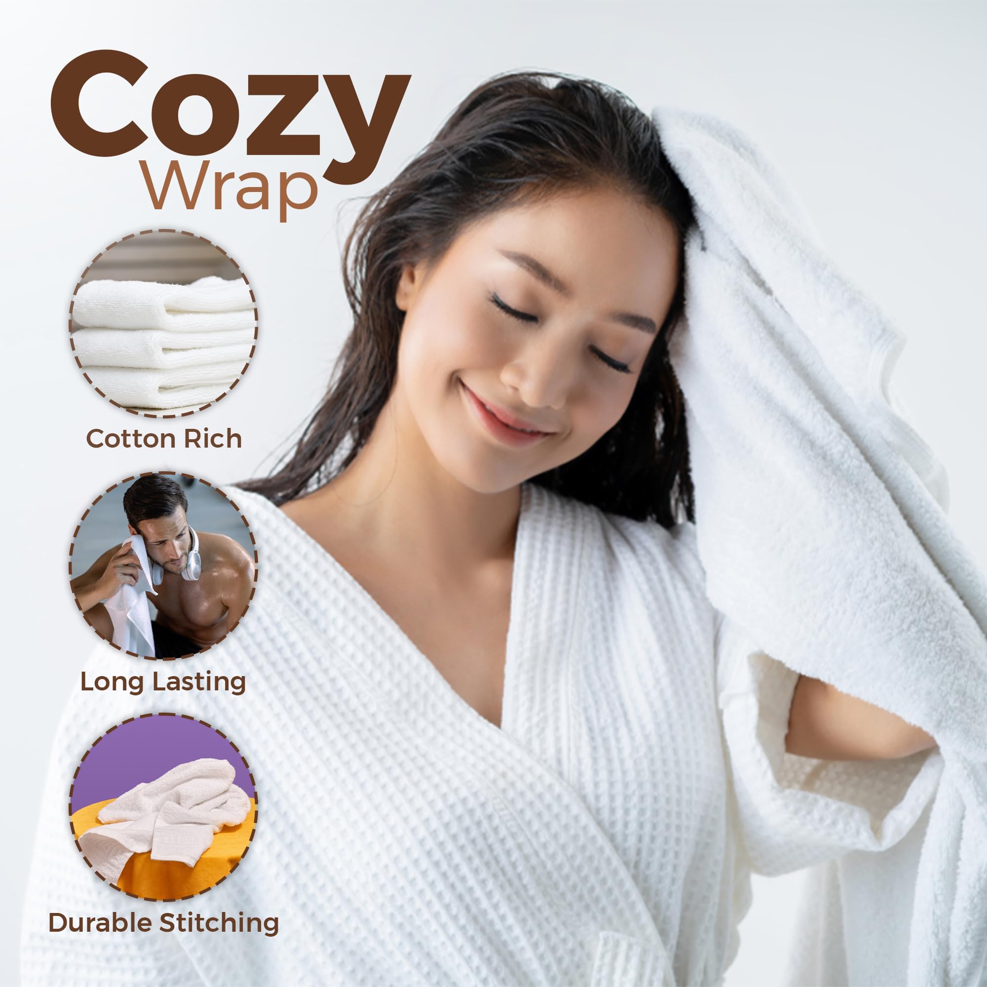 BLUSPEAR Cotton Small White Bath Towels Bulk 20 x 40 |2 Pack Economy Multipurpose Cheap Towels for Hotel, Sauna, Pool, Gym, Spa | Highly Absorbent & Quick Drying Hotel Towel for Bathroom.