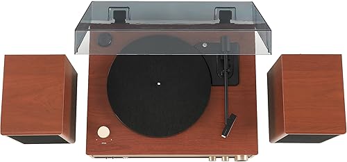 Miniatura 11 de Crosley Sistema de tocadiscos 1975T con Bluetooth, CD, AMFM y altavoces incluidos, nogal