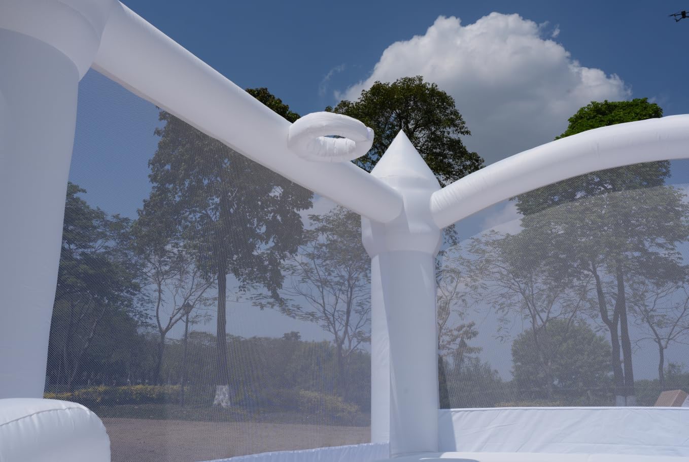 FBSPORT Inflatable White Bounce House for Kids,Large Inflatable Bouncy Castle with Wide Slide, Blower & Basketball Hoop for Indoor/Outdoor Jump House