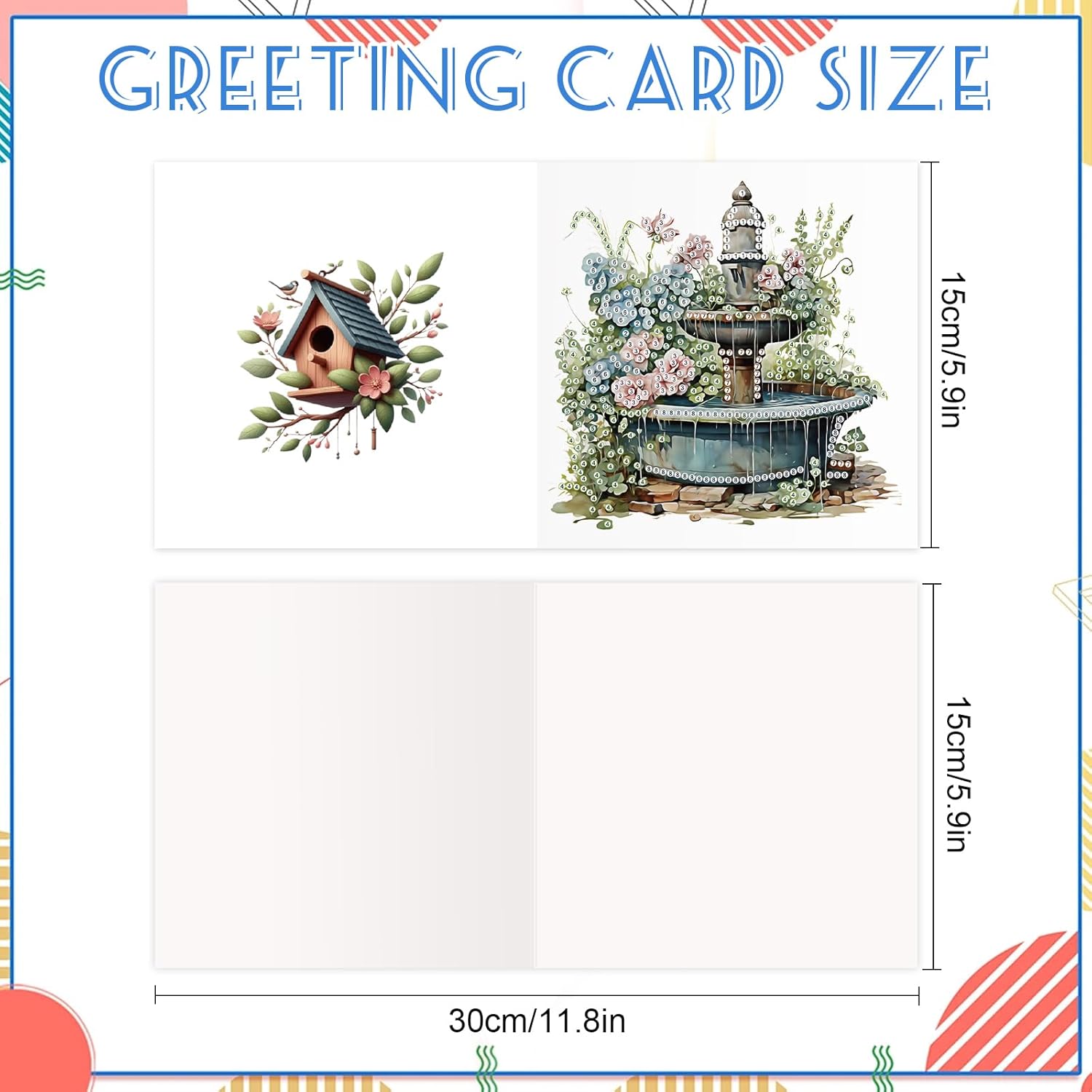 12 PCS Diamond Art Painting Greeting Card Kit with Envelopes, Crystal Gem Greeting Card Kit for Adult Daily Wishing Cards Creative Christmas Birthday Thanksgiving Day Holiday(Garden Flowers)