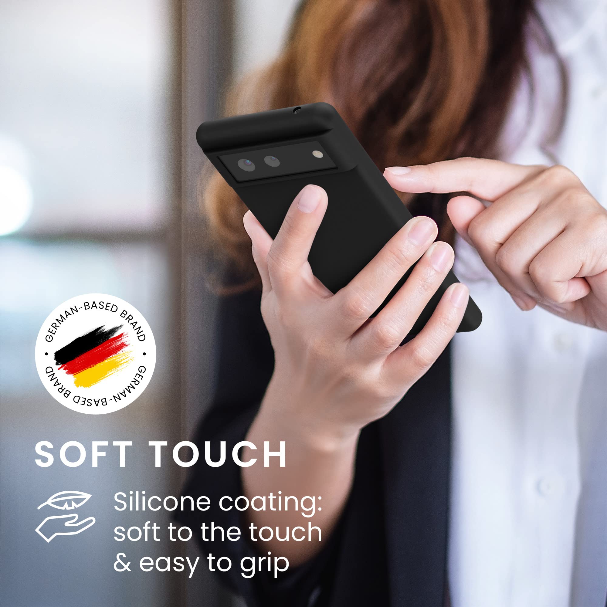 kwmobile Case for Google Pixel 6 Case - Soft Cover - Shockproof Silicone - Wireless Charging Black - Image 4