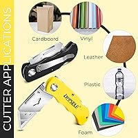 Vista 12 de DIYSELF Paquete de 4 cuchillos utilitarios, cortadores de caja para fines ligeros, cuchillo de afeitar, cuchillo cortador de caja para dibujos