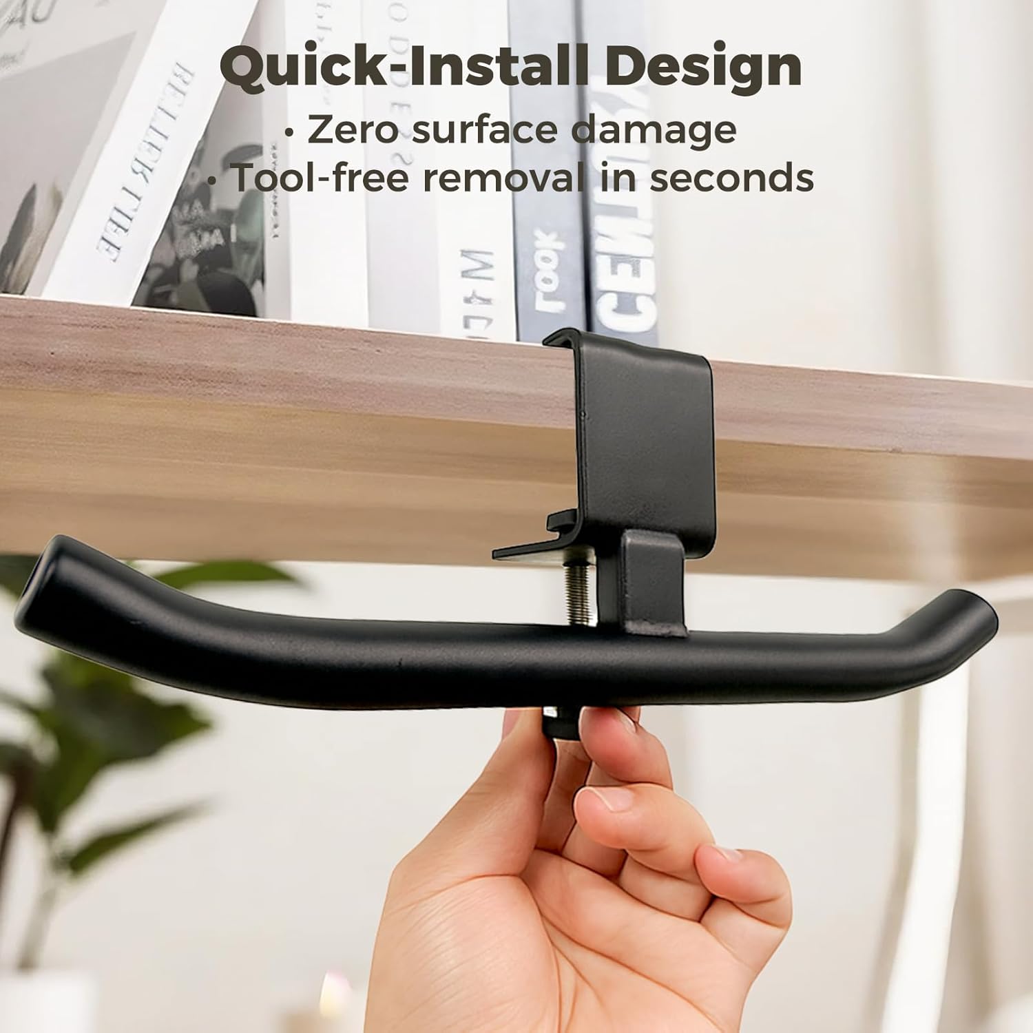 80-lb Heavy-Duty desk bag hook, Purse Hook for Table, Backpack Holder,Black