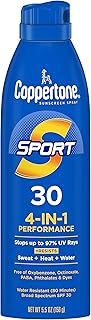 Coppertone SPORT Sunscreen Spray SPF 30, Water Resistant Sunscreen, Broad Spectrum Spray Sunscreen SPF 30, 5.5 Oz Spray
