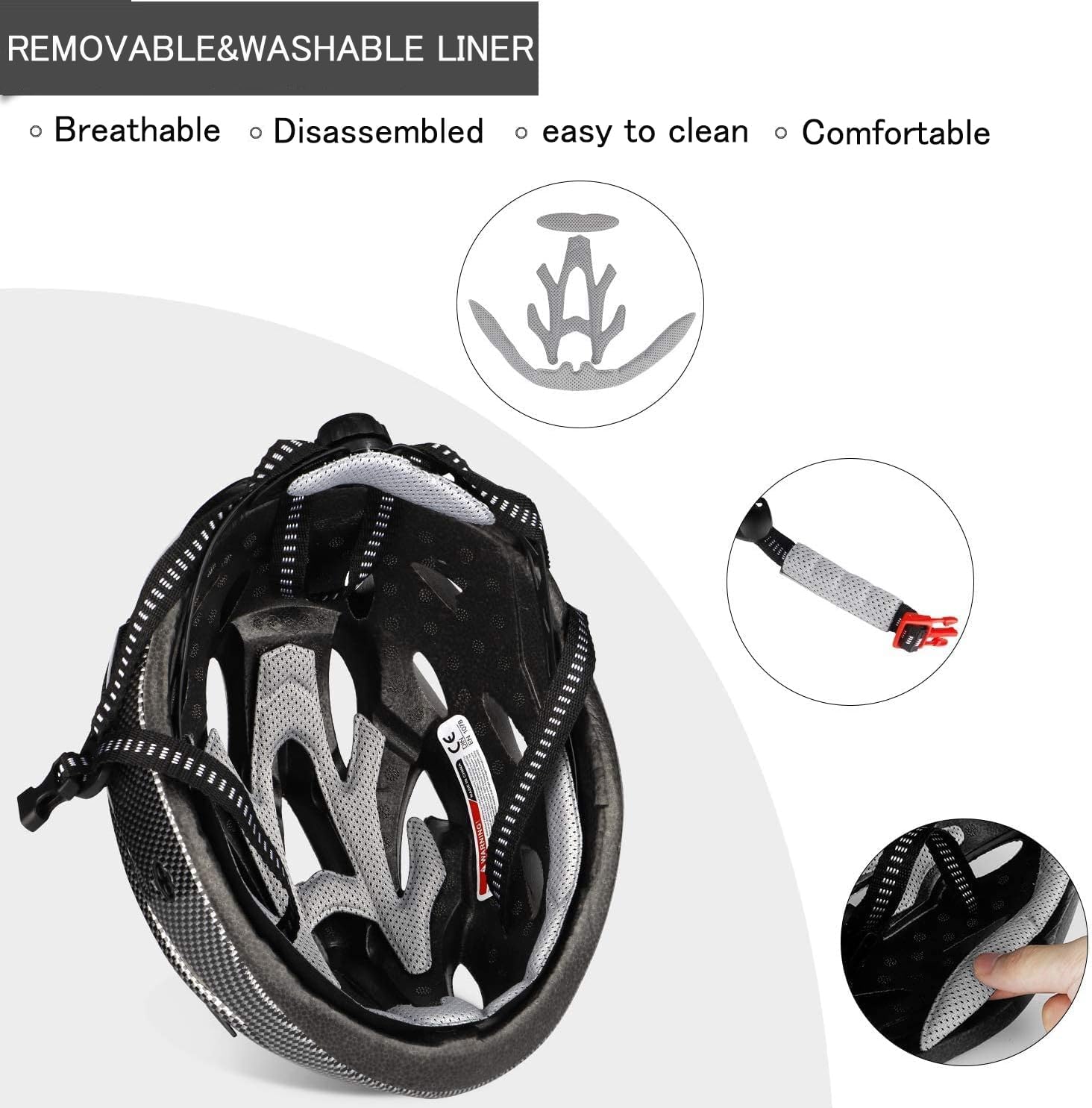 Adult Cycling Bike Helmet, Lightweight and Adjustable with Pads&Visor for Men and Women,Premium Quality Airflow Unisex Bike Helmet,Suggested Fit 58-61 cm - Image 5