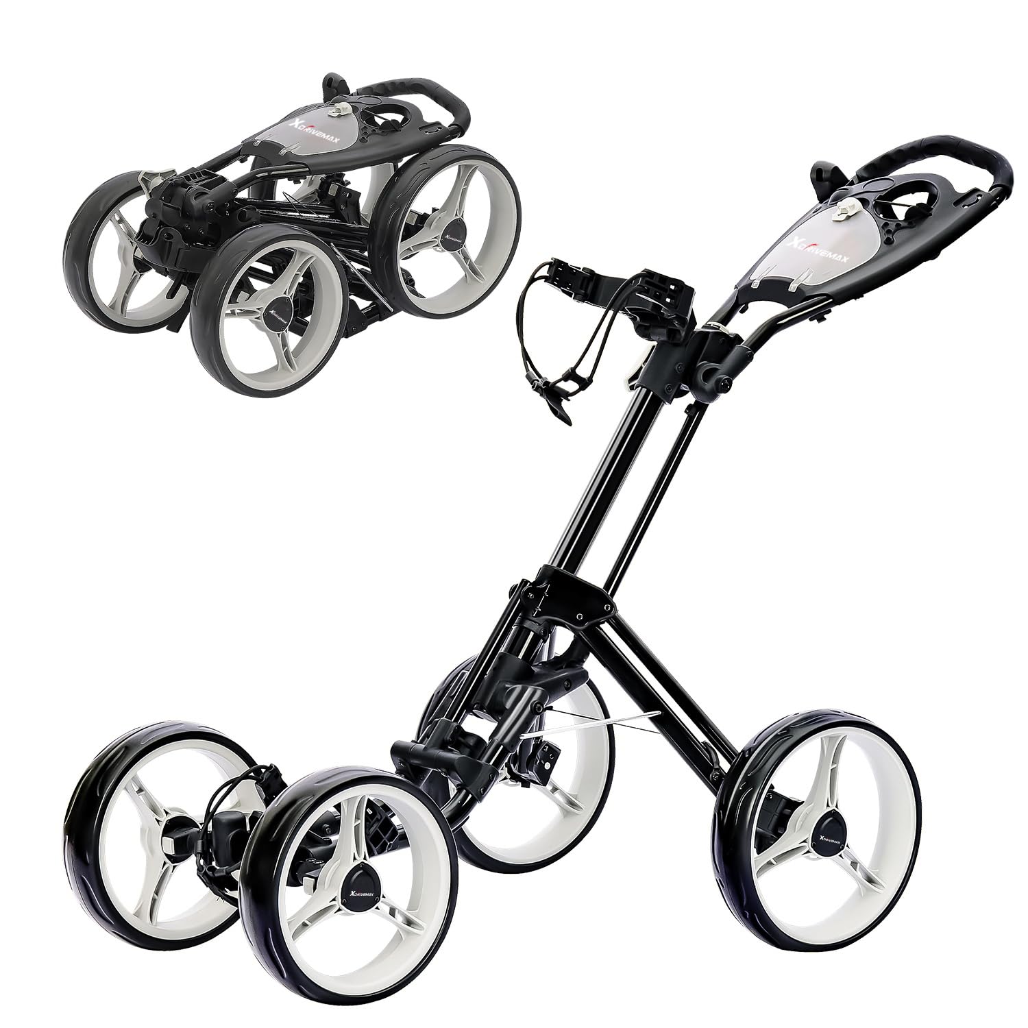 Golf Push Cart Series: 2-Wheel, 3-Wheel, 4-Wheel & 360° Swivel Front Wheel