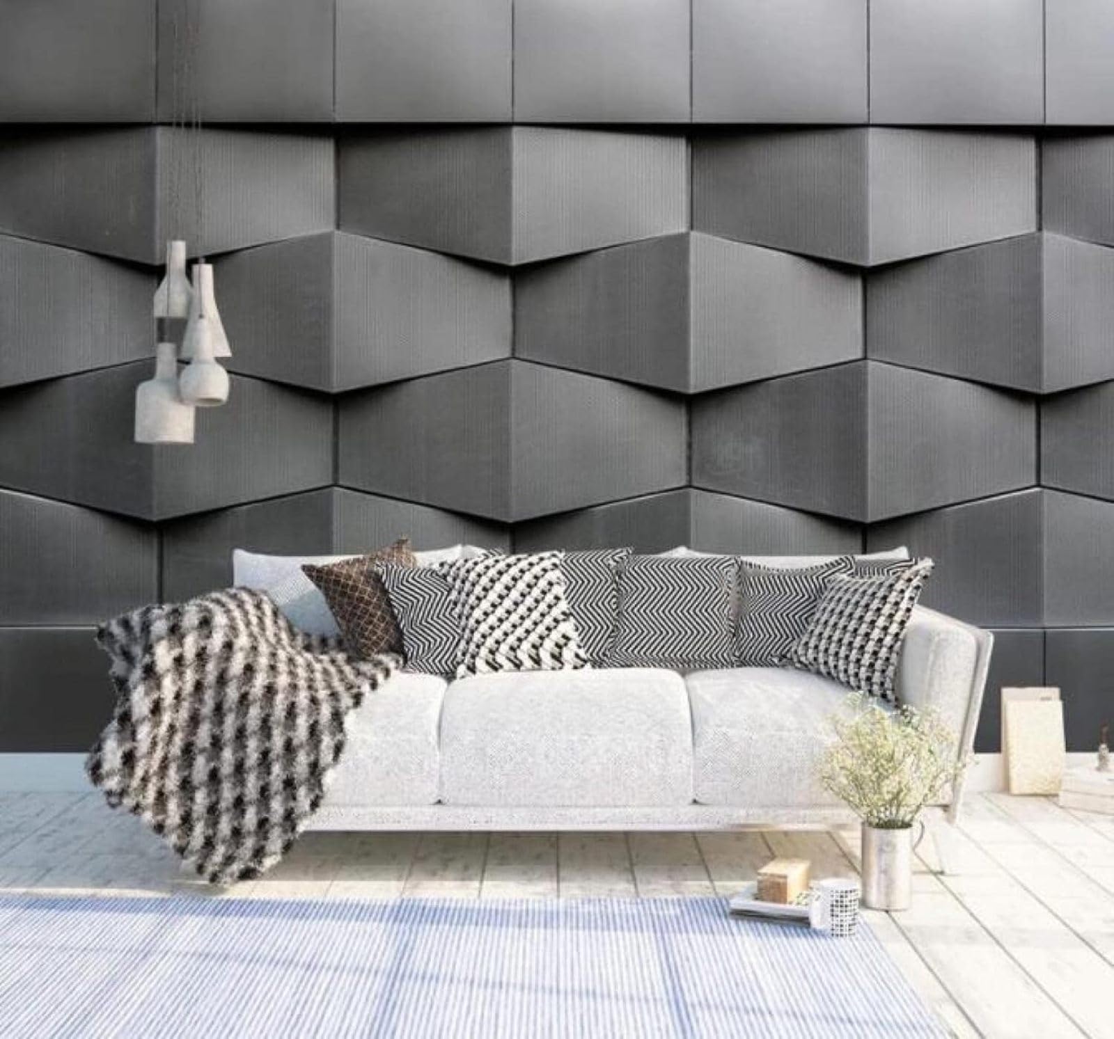 XLMING Abstract Three Dimensional Grey Geometric Pattern 3D Wallpaper Luxury Home Dining Decor Paste Sofa Living Room The Wall for Bedroom Mural-250cm×170cm