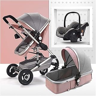 grey and pink travel system