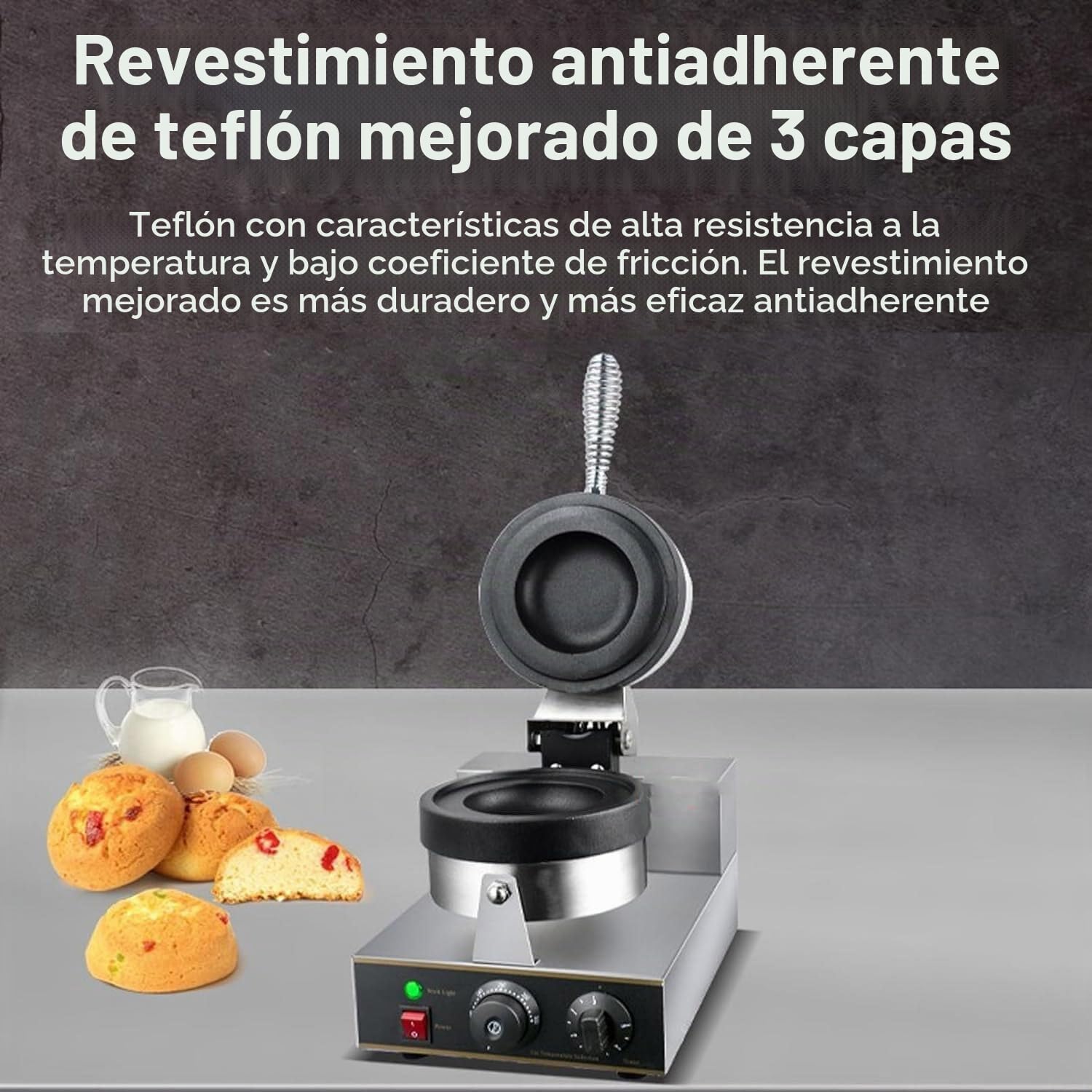 Máquina para hacer gofres y hamburguesas, máquina para hacer hamburguesas y gofres con placas antiadherentes de acero inoxidable, control de tiempo y temperatura, máquina prensadora de Panini,A