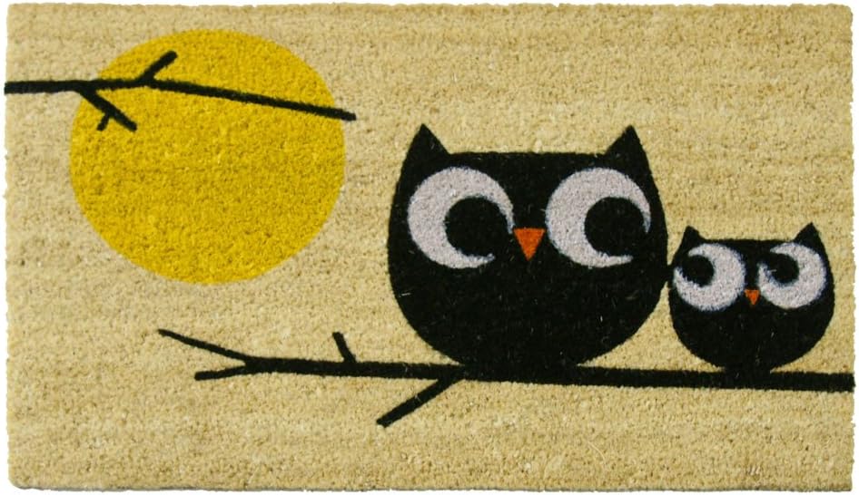 Rubber-Cal Affection! Owl Doormats Coir Entrance Mats, 18 x 30-Inch