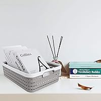 Vista 4 de CertBuy Paquete de 3 cestas de almacenamiento de plástico de 14 x 10 x 4.5 pulgadas, contenedores de almacenamiento grandes tejidos con asa