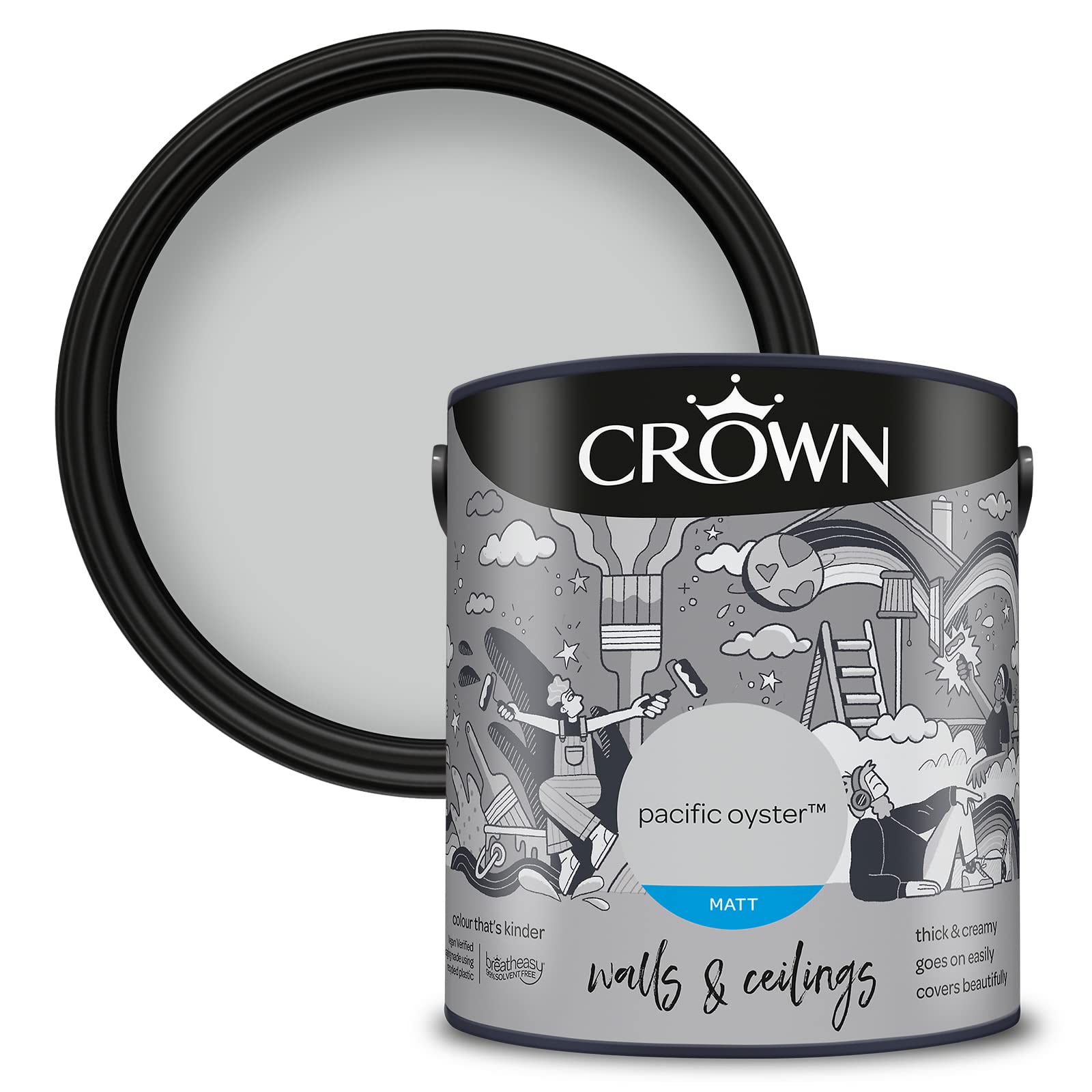Crown (Pacific Oyster) Matt Paint Emulsion Walls & Ceilings 2.5L