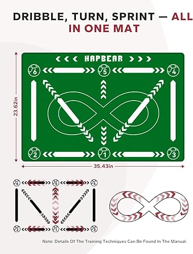 Miniatura 2 de HAPBEAR Equipo de entrenamiento de fútbol grosor de 0.2 pulgadas, tapete de entrenamiento de fútbol para el juego de pies y el dominio del balón,