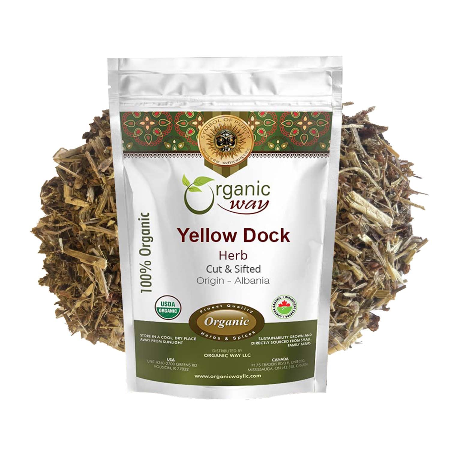 Organic Way Yellow Dock Herb Cut and Sifted | Herbal Tea - European Wild-Harvest | Organic & Kosher Certified | Vegan, Non GMO & Gluten Free | USDA Certified | Origin - Albania (16 Oz (Pack of 1))
