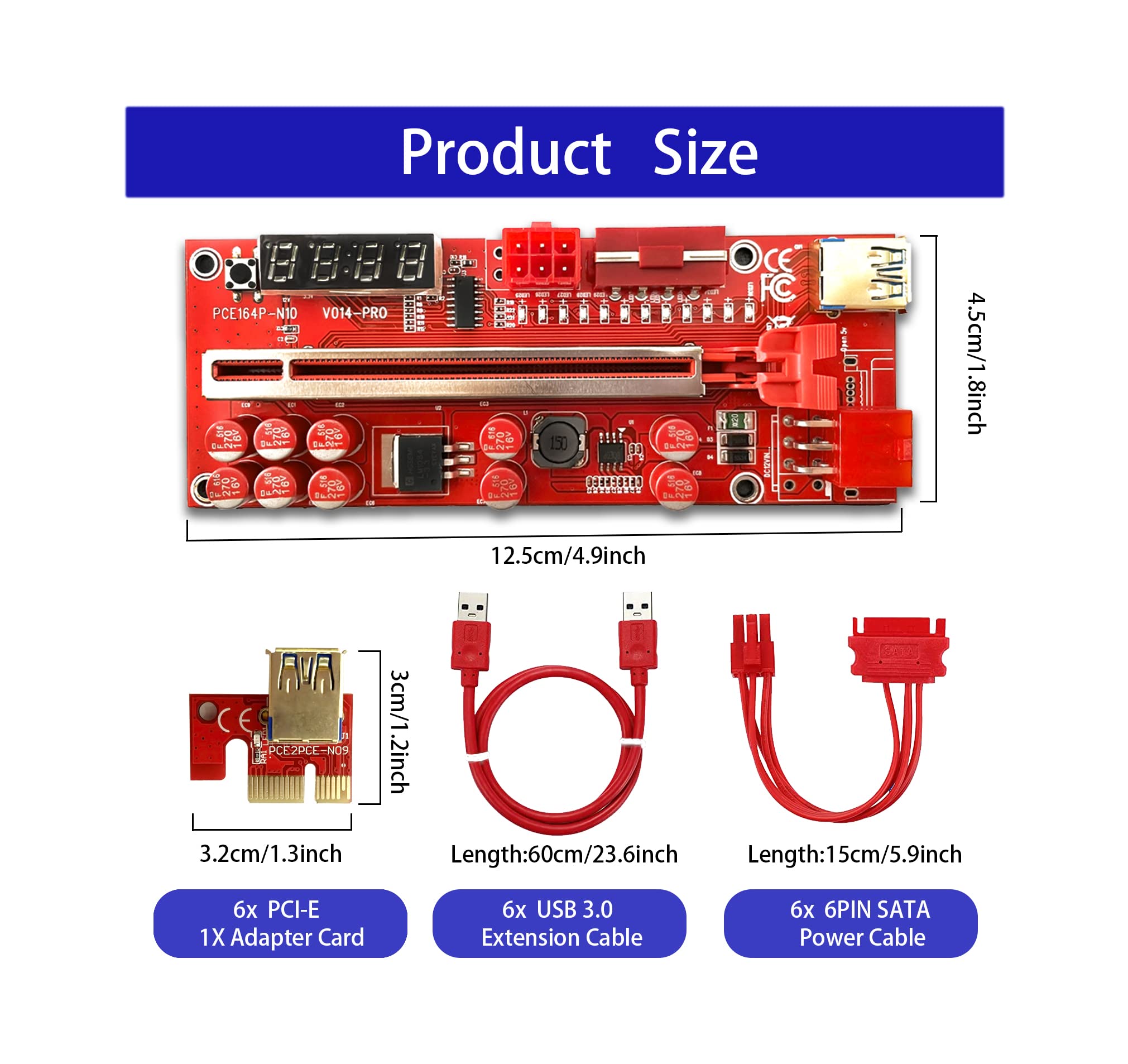 Amazon.co.jp: IIAzimps PCI-E ライザー V014 プロ 10 コンデンサ GPU ライザー アダプター カード PCI  Express 1X から 16X 延長ケーブル 12 LED インジケータ ビットコイン イーサリアム マイニング BTC ETH マイナー リグ用  (3 ピースパック) : パソコン・周辺機器