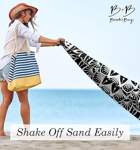 Miniatura 6 de Brook + Bay Toalla de playa sin arena, toalla de playa compacta, 35 x 78 pulgadas, toallas de playa de gran tamaño, a prueba de arena, toalla de
