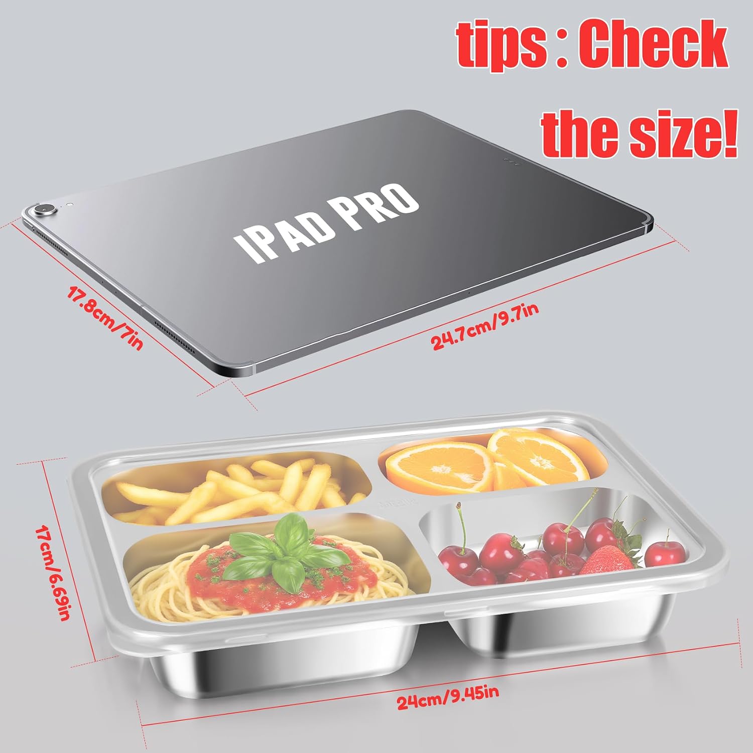 Stainless Steel Snack Containers with Lids 3 Pack, Reusable 4 Compartments Snack Containers Leak-Resistant Storage with 3 Spoons & 3 Forks, Divided Food Storage for Adults, Travel, Home & Office image 3