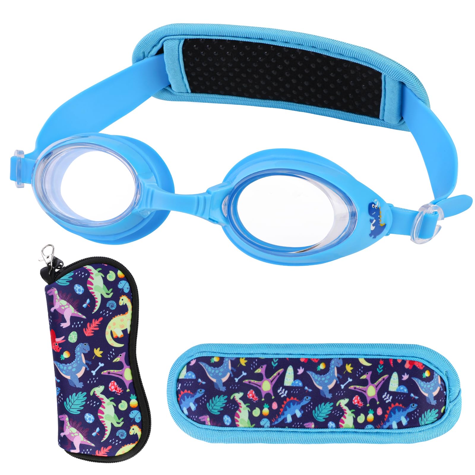 QKURT Gafas de Natación para Niños de 3 a 14 Años, Gafas de Natación para Niños con Protección UV y Antivaho sin Fugas, Gafas de Natación Flexibles con Correa Ajustable y Funda para Gafas