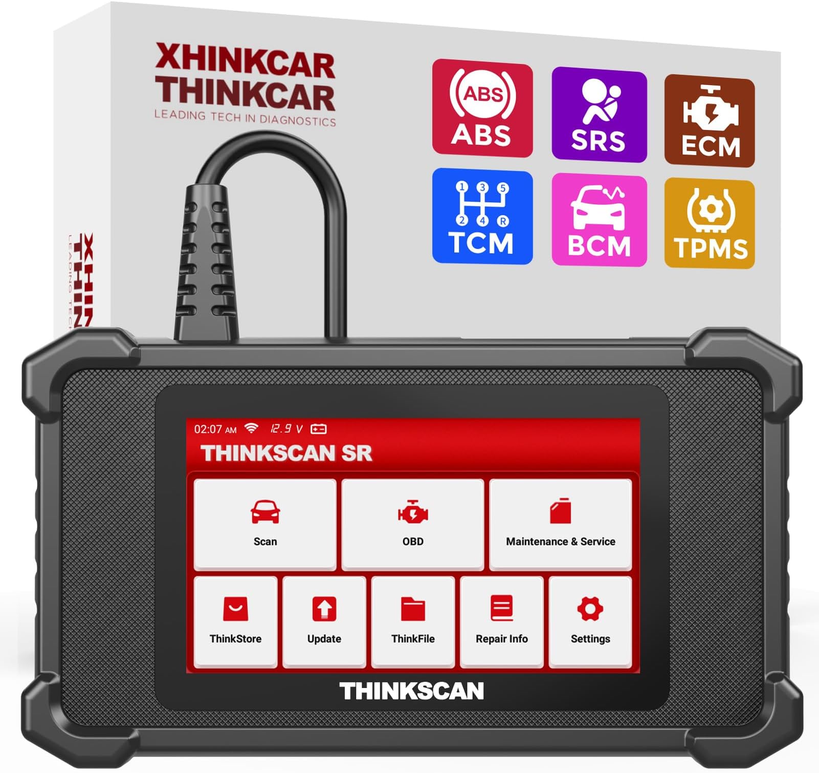 THINKCAR SR6 Car Diagnostic Tool with 6 System Diagnostic (ABS, SRS, ECM, TCM, BCM, TPMS),5 Reset Service Functions (Oil, EPB, SAS, ETS, TPMS),OBD2 Code Reader Scanner for OBD II Protocol Cars