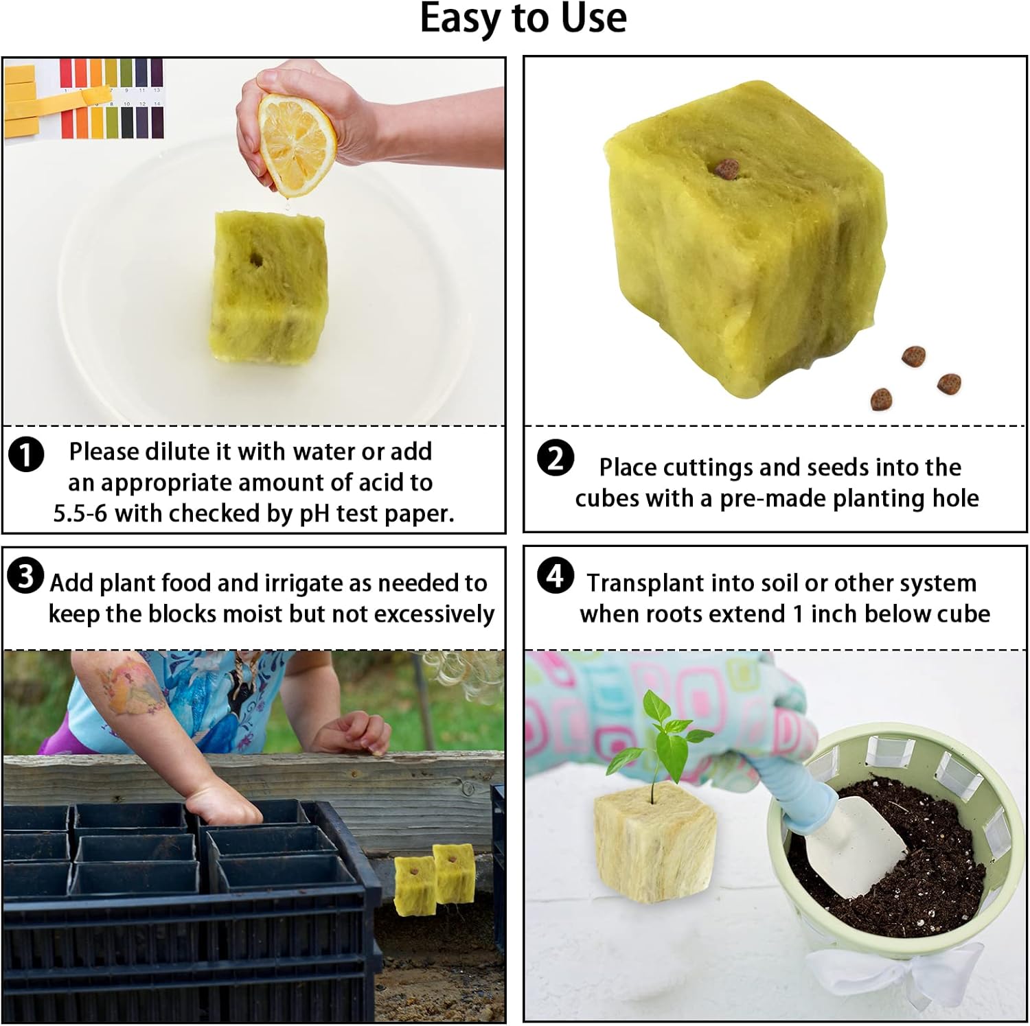 Legigo 1.5 Inch Rockwool Cubes for Hydroponics Seed Starter, Rock Wool Planting Cubes Hydroponic Garden Grow Plugs for Soilless Cultivation Plants Cutting Germination Clone(4 Sheet, 196 Plugs)