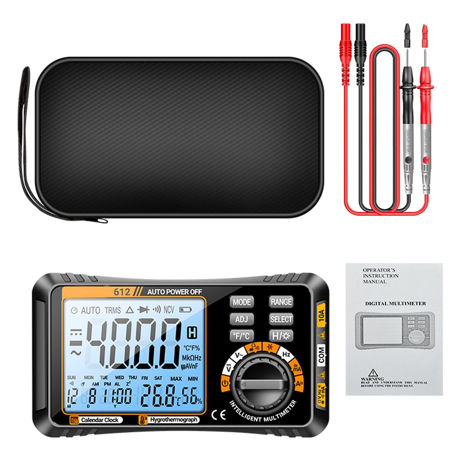 Buxuaaaa Black Button Version Current Tester 4000 Count Multimeter Multi Tester With Backlit Temperature Humidity Measuring Electronics