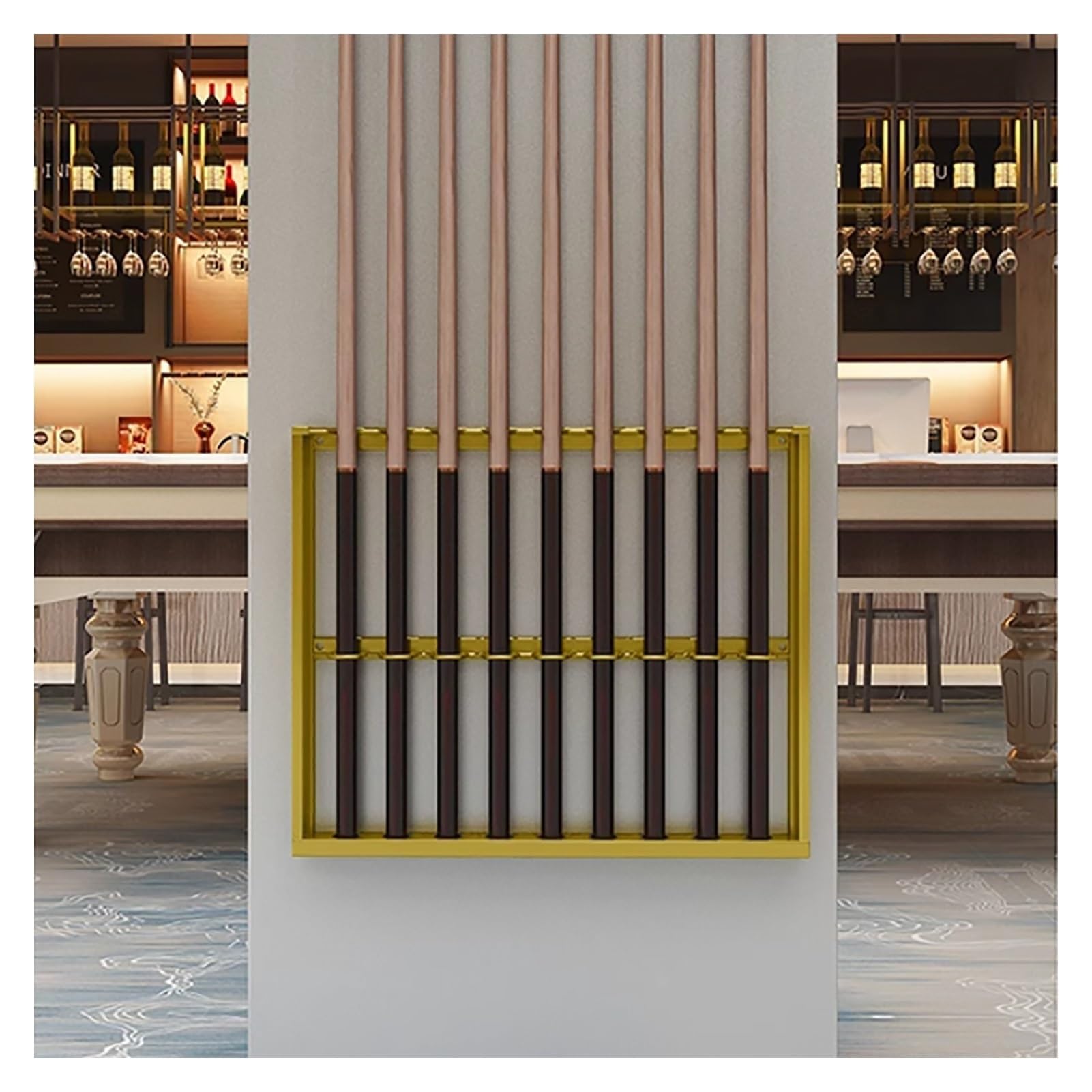 Support mural pour queue de billard en métal double couche 60cm