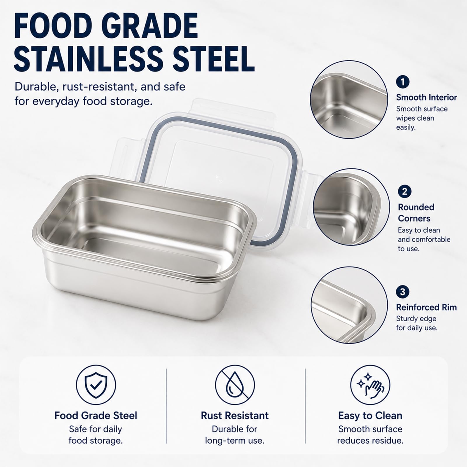 5 Pcs Contenitori Alimenti Acciaio Inossidabile per Alimenti 650ml