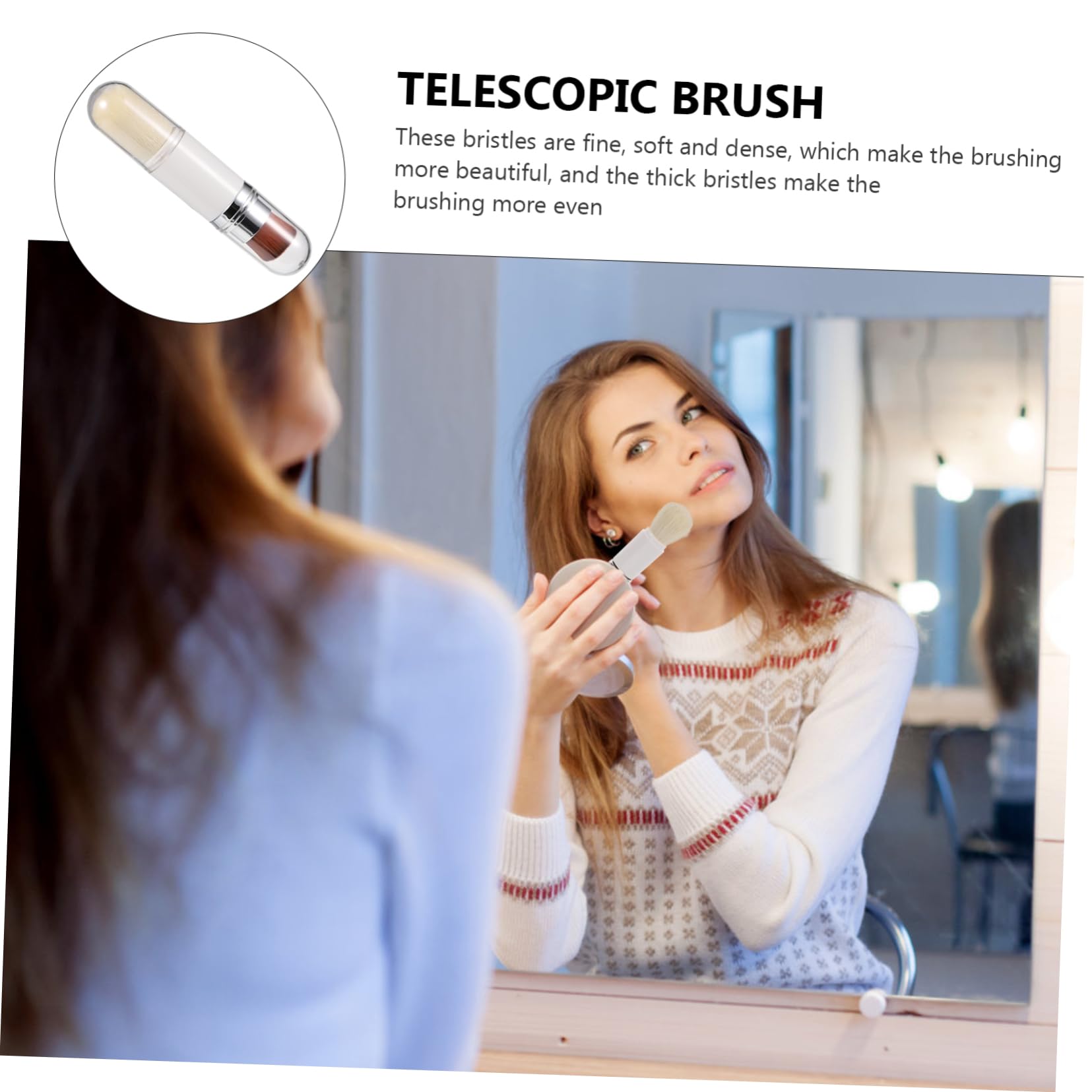 POPETPOP 3pezzi Pennello Telescopico Per Make-up Spazzola Fondotinta e Cipria Facile Da Pulire e Manutenere Strumento Versatile Per Appassionati Di Trucco Per Risultati Ottimali e Duraturi