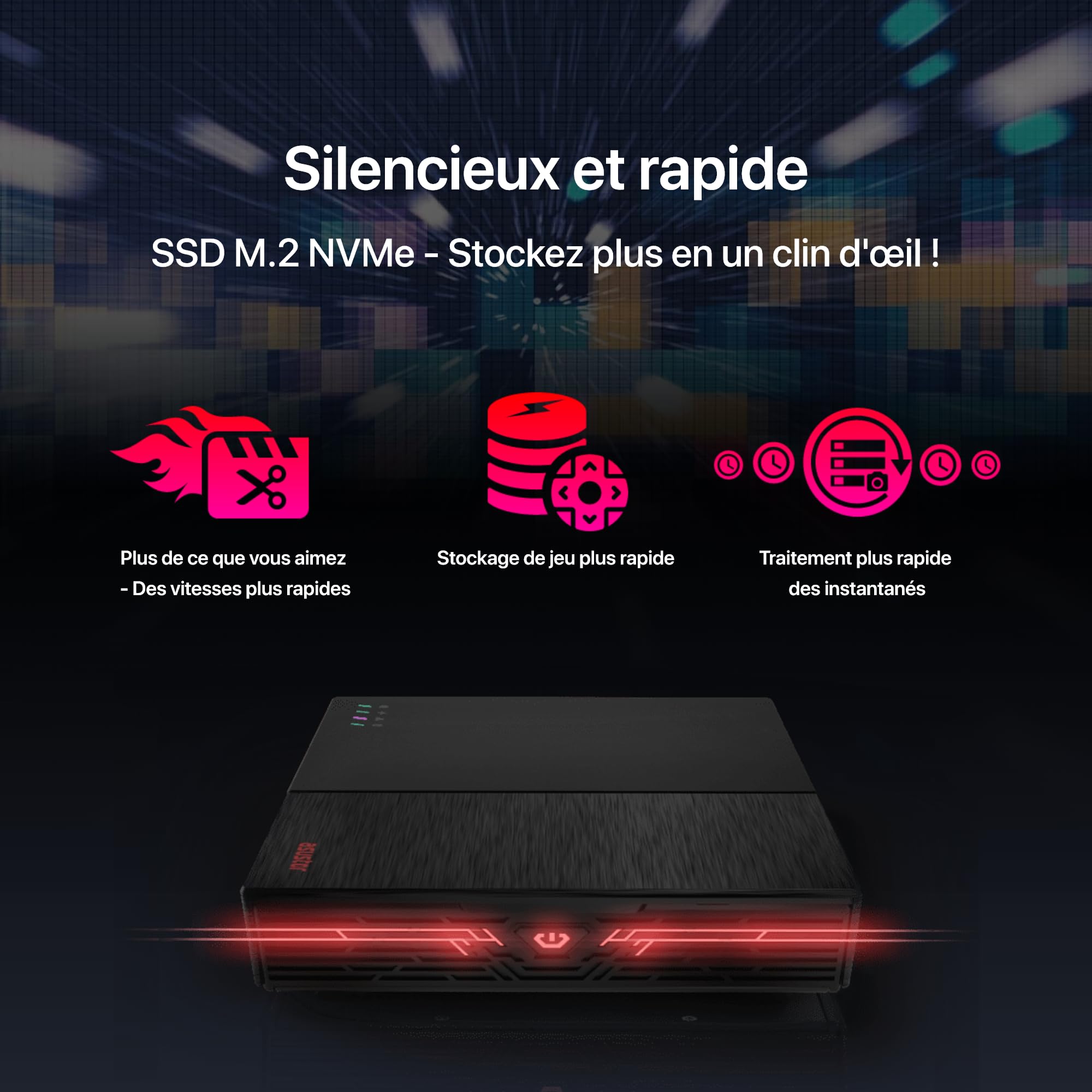 Asustor Flashstor 6 FS6706T - Serveur NAS Tout-SSD 6 Baies, 4 Coeurs 2.0GHz, 6 emplacements SSD M.2, Deux Ports 2.5GbE, 4GO RAM DDR4, Serveur de Stockage en réseau (sans disques)