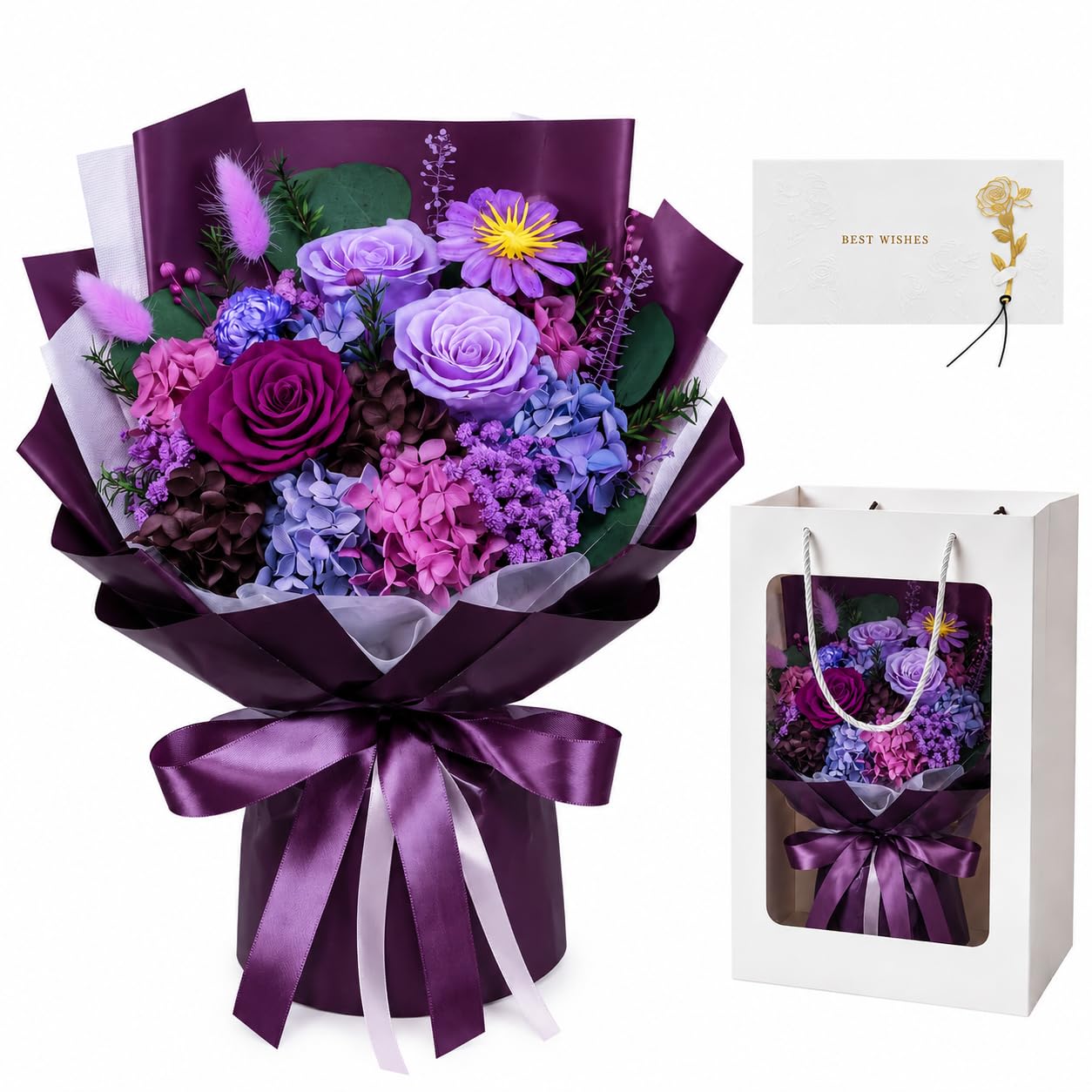 KEPLYKT Preserved Purple Rose Bouquet