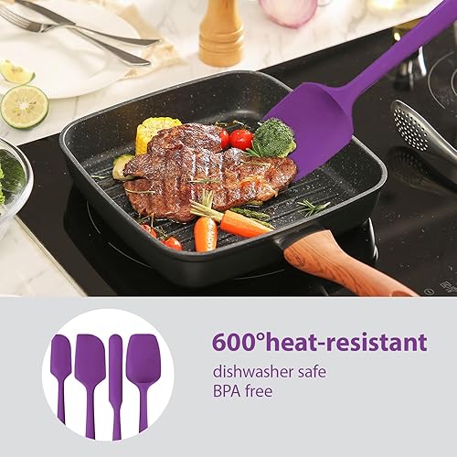 Miniatura 6 de Juego de 4 espátulas de silicona resistentes al calor, utensilios para hornear y cocinar antiarañazos con agarre ergonómico (apto para lavavajillas)