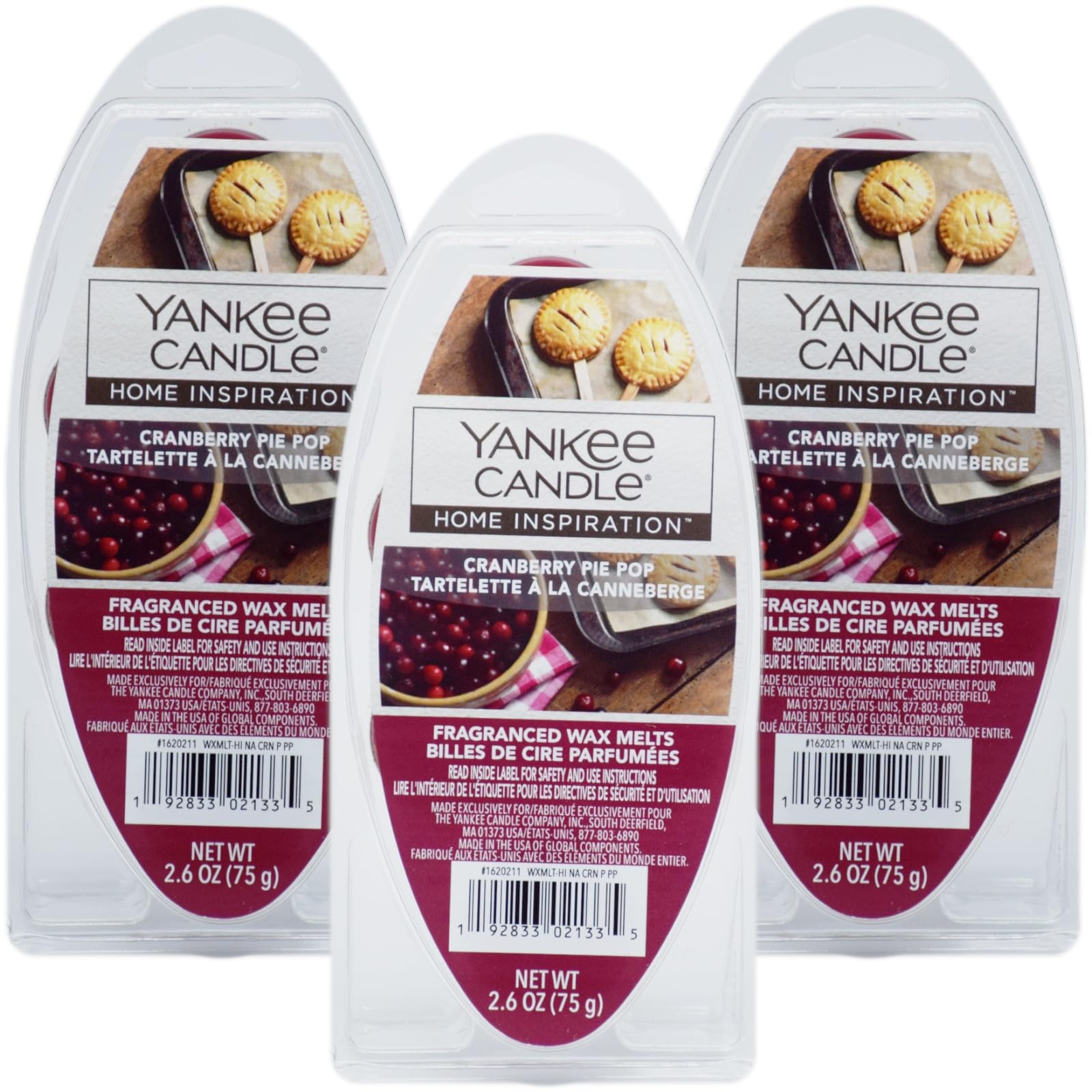 Yankee Candle Red 3 X Fragranced Wax Melts Tarts 18 Cubes (3X75g) Cranberry Pie Pop