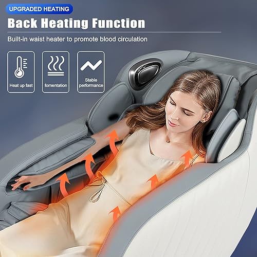 Miniatura 4 de PayLessHere Sillón de masaje de cuerpo completo, gravedad cero SL-Track reclinable elástico con altavoz Bluetooth 3D con terapia de calor integrado