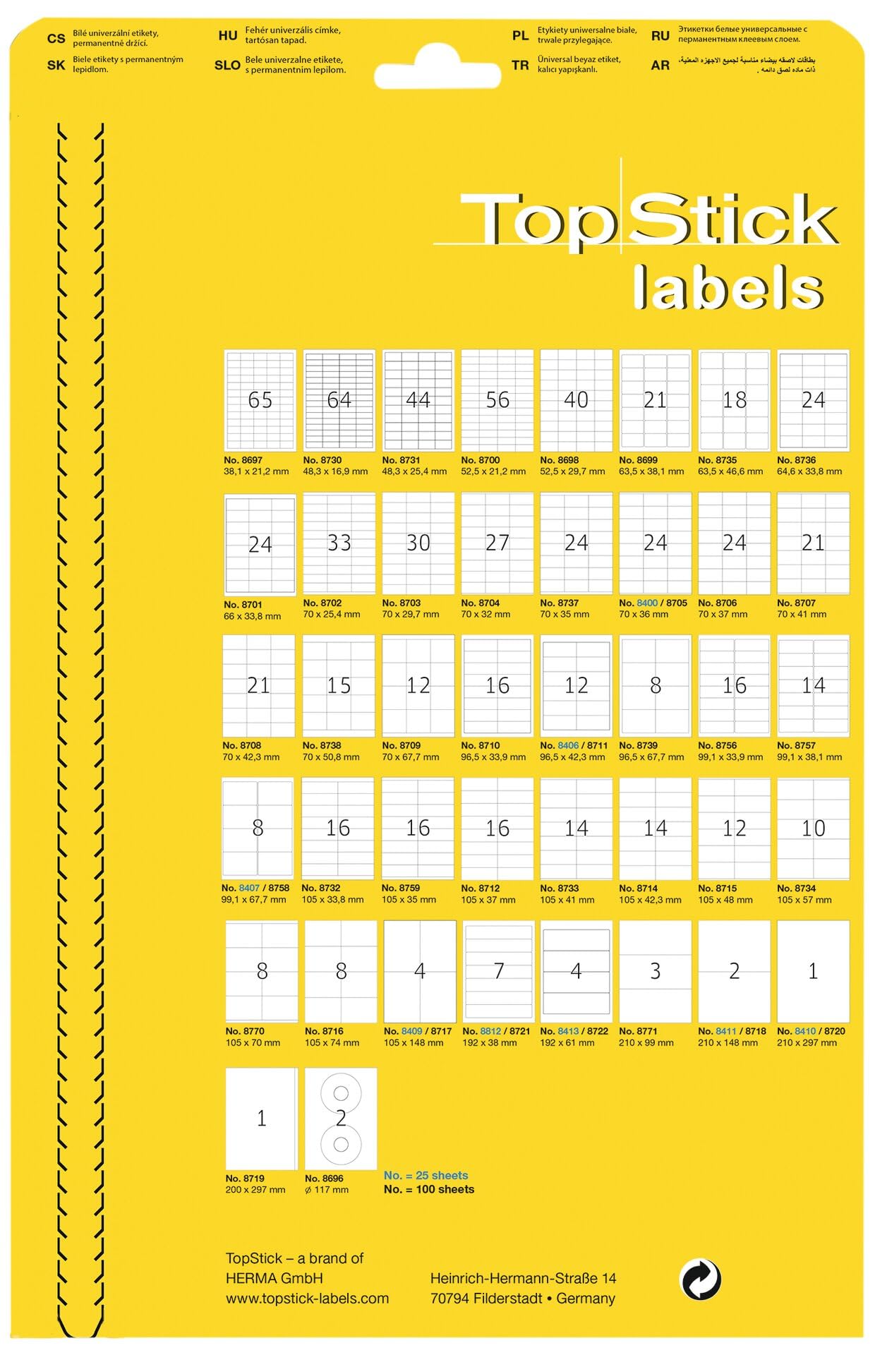 TopStick Etichette autoadesive per dorso, 7 etichette per foglio A4, 800 fogli, 192 x 38 mm, 5600 etichette, etichette adesive vuote per cartelle a leva, per stampanti laser e inkjet, bianco