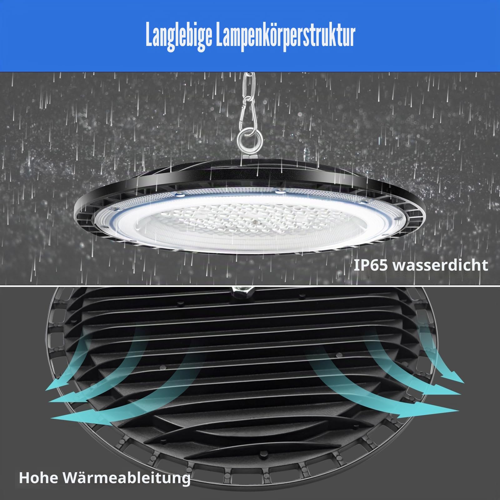 LED Werkstatt Deckenleuchte 150W 6500K Werkstattleuchte LED UFO Industrielampe 15000 lm Hallenstrahler Hallenleuchte Industrial IP65 Hallenbeleuchtung Werkstattbeleuchtung für Lager, Garage(4 Pack)