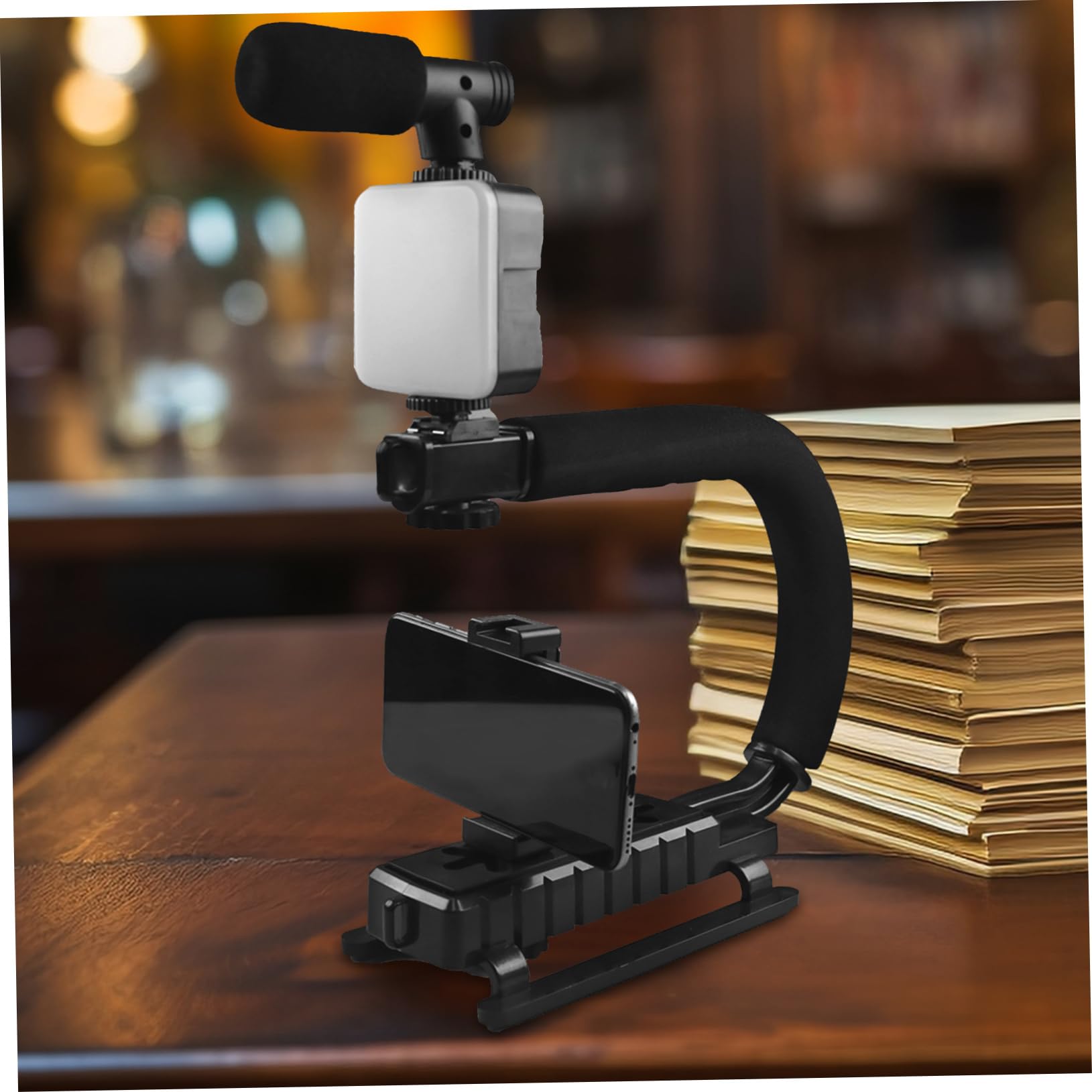 Stabilizzatore Camera Portatile U a Mano per Dslr Nero