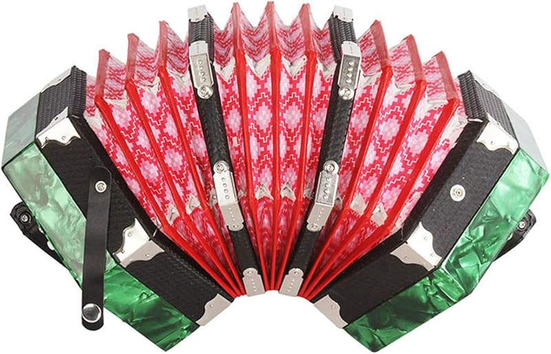 Acordeón Concertina de 20 Teclas 40 Cañas Estilo Anglo Con Bolsa De Transporte | Concertina estilo anglo con 20 teclas, 40 lengüetas, correa ajustable y bolsa para música folklórica, práctica y actuaciones.
