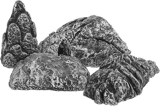 Cabilock 4pcs Aquarium Rockery Stone Ornament Lifelike Landscape Decor for Fish Tanks Faux Rocks Miniature Statues for Aquatic Themes and Garden Displays