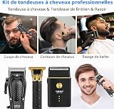 HIENA PRO Tondeuse à cheveux pour homme, sans fil, tondeuse à cheveux, tondeuse à barbe, rasoir à lames, kit complet de rasage et de coupe de cheveux électrique (3 pièces) - 7