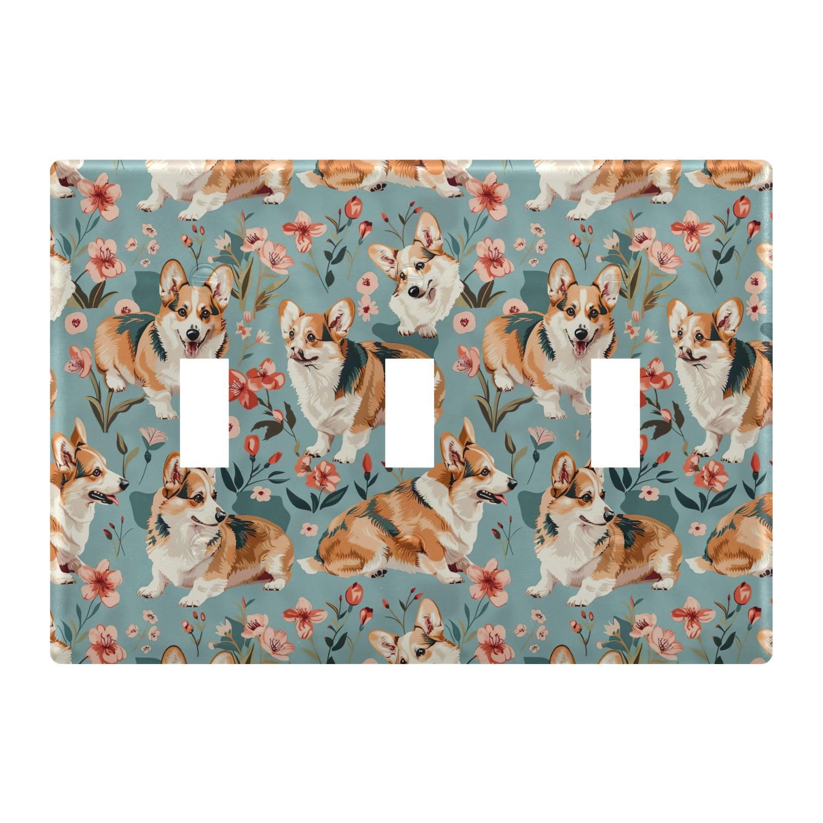 Light Switch Cover Cute Shiba Inu Dog Wall Plates for Electrical Outlets 3 Gang 202b5356